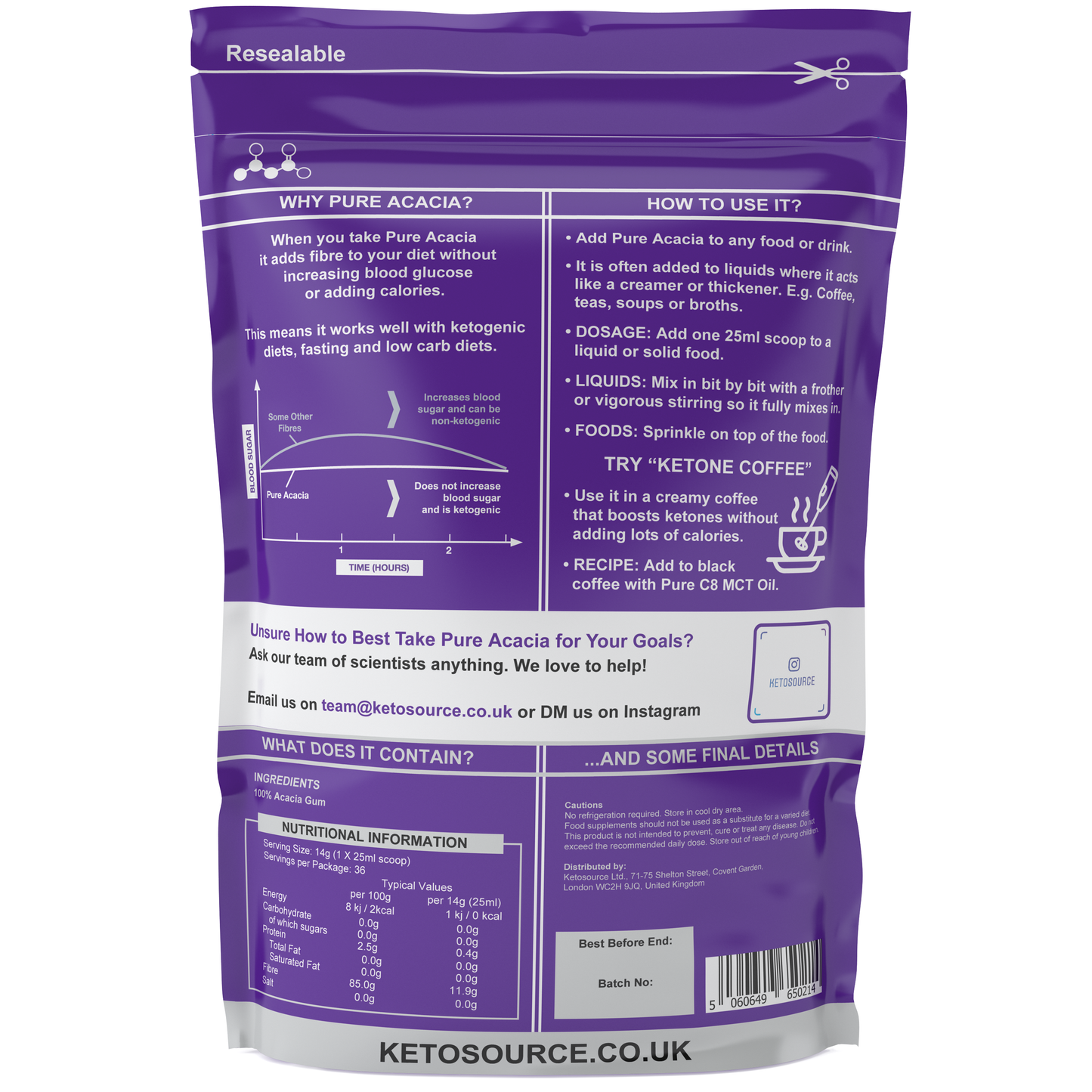 Caja de 10 x Ketosource Acacia Pura (500g)