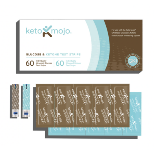 Tiras reactivas Keto Mojo GKI (60 glucosa + 60 cetonas) - EL PAQUETE COMBO